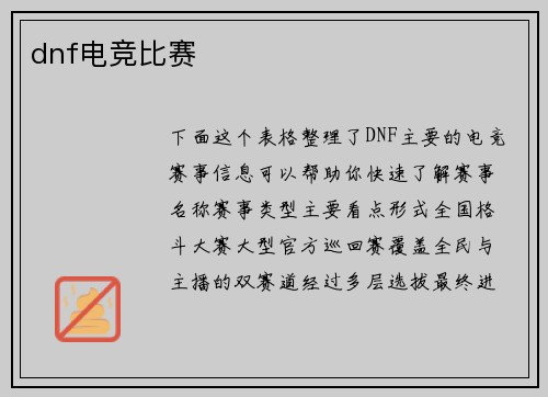 dnf电竞比赛